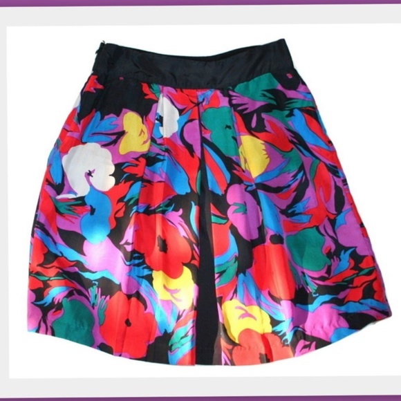 Anthropologie Lil Factory Floral Silk Skirt - Picture 3 of 5